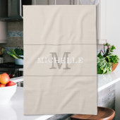 Linge De Cuisine Élégant crème de café Monogramme Nom personnalisé