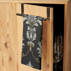 Linge De Cuisine Élégant Damas baroque
