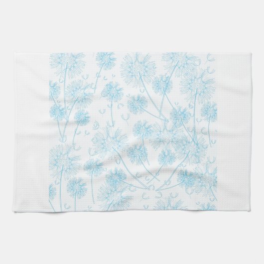 Linge De Cuisine Élégant Dandelion bleu doux (Horizontal)