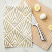 Linge De Cuisine Elégant design art déco en palmier doré (Quart Plié)