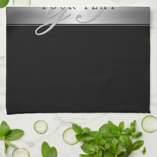 Linge De Cuisine Élégant écriture de script de monogramme modifiabl (Plié)