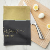 LINGE DE CUISINE ÉLÉGANT ÉLÉGANT FOSSÉ D'ARGENT NOIR DE FAUX GRAS (Quart Plié)