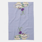 Linge De Cuisine Elégant ensemble de thé chinois avec fleurs violet (Vertical)