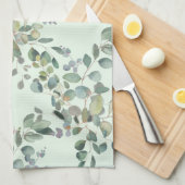 Linge De Cuisine Elégant Eucalyptus Botanique Aquarelle Verdure (Quart Plié)