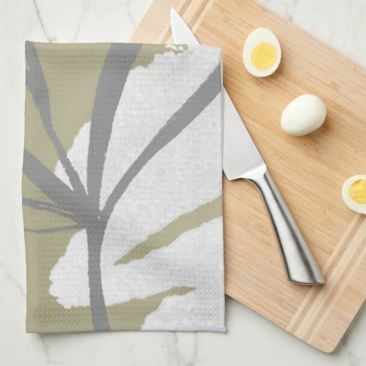 Linge De Cuisine Élégant Feuille aquarelle (Quart Plié)