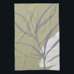 Linge De Cuisine Élégant Feuille aquarelle<br><div class="desc">Elégant design moderne de feuilles d'aquarelle avec des éléments d'art abstrait d'art artistique simple en vert sauge avec des accents gris et blanc.</div>