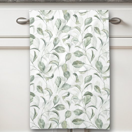 Linge De Cuisine Élégant Feuille d'aquarelle Motif Sage