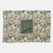 Linge De Cuisine Elegant Floral Art Personalized Green Gold Towel  (Horizontal)