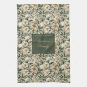 Linge De Cuisine Elegant Floral Art Personalized Green Gold Towel  (Vertical)