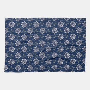 Linge De Cuisine Élégant floral bleu
