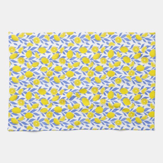 Linge De Cuisine Elegant French Country Lemon Blue Botanical (Horizontal)