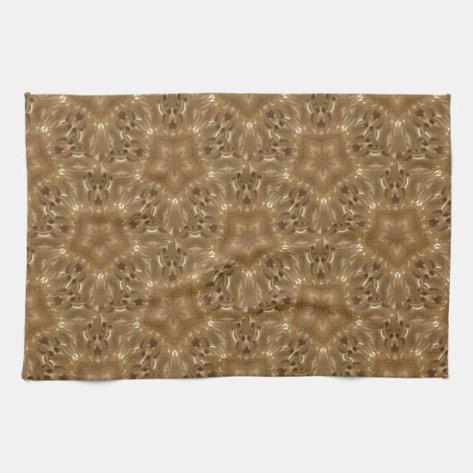Linge De Cuisine Elégant Gold Brown Kaleidoscope Star Design (Horizontal)