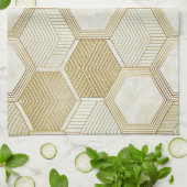 Linge De Cuisine Elegant Gold Hexagon Geometric Pattern - Marble 2 (Plié)