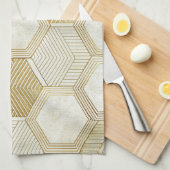 Linge De Cuisine Elegant Gold Hexagon Geometric Pattern - Marble 2 (Quart Plié)
