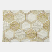 Linge De Cuisine Elegant Gold Hexagon Geometric Pattern - Marble 2 (Horizontal)