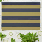Linge De Cuisine Elégant Gold & Navy Blue Vertical Stripes (Plié)