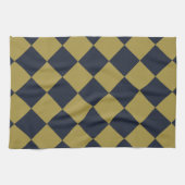 Linge De Cuisine Elegant Gold & Navy Motif Diamant Bleu (Horizontal)