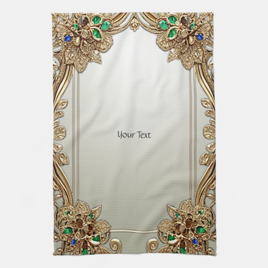 Linge De Cuisine Elegant Gold Ornate Kitchen Towels (Vertical)