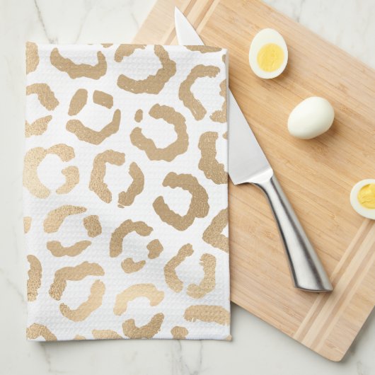 Linge De Cuisine Elegant Gold White Leopard Cheetah Animal Print (Quart Plié)