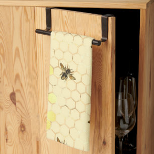 Linge De Cuisine Élégant Gold Yellow Bees Honeypeb