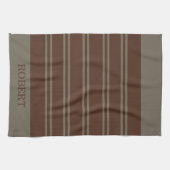 Linge De Cuisine Elegant Gray &Brown Abstract Pattern script Name (Horizontal)
