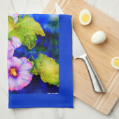 Linge De Cuisine Elégant jardin fleuri rose blanc aquarelle (Quart Plié)