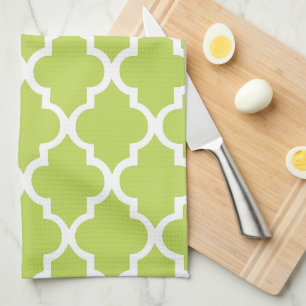 Linge De Cuisine Élégant Kiwi Green Quatrefoil Carreaux Motif