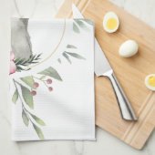 Linge De Cuisine Elégant lapin de Pâques Floral (Quart Plié)