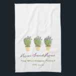 Linge De Cuisine Élégant Maison Sweet Home Famille Monogramme | Lav<br><div class="desc">Élégant Home Sweet Home et Monogramme familial | Lavande. Il s'agit d'un modèle pour vous d'ajouter les détails de votre famille.</div>