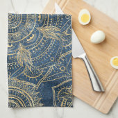 Linge De Cuisine Elégant Mandala Blue Whimsy Design (Quart Plié)