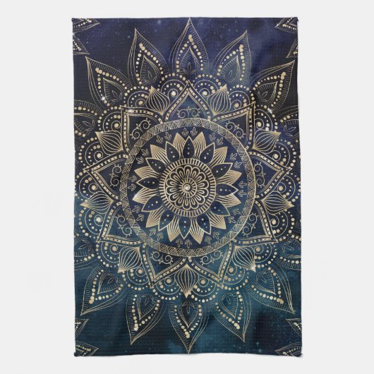 Linge De Cuisine Elégant Mandala Gold Blue Galaxy (Vertical)