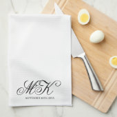 Linge De Cuisine Élégant Mariage Couples Initiales Script Monogramm (Quart Plié)