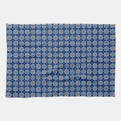 Linge De Cuisine Elégant modèle floral Mandala bleu (Horizontal)