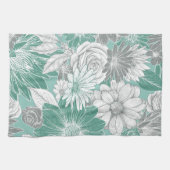 Linge De Cuisine Élégant modèle floral vert Sage (Horizontal)