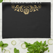 Linge De Cuisine Élégant Monogram Black Gold (Plié)