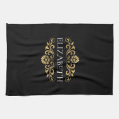 Linge De Cuisine Élégant Monogram Black Gold (Horizontal)