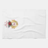 Linge De Cuisine Élégant Monogram Gold Crest Poinsettia Noël (Horizontal)