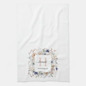 Linge De Cuisine Elegant Monogram Pretty Beige Blue Flowers Floral  (Vertical)