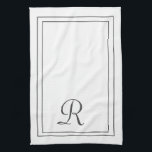 Linge De Cuisine Élégant Monogramme blanc et noir<br><div class="desc">Élégant blanc et noir Monogramme serviette de cuisine</div>