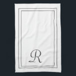 Linge De Cuisine Élégant Monogramme blanc et noir<br><div class="desc">Élégant blanc et noir Monogramme serviette de cuisine</div>