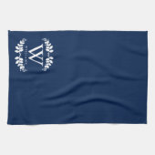 Linge De Cuisine Élégant Monogramme bleu marine (Horizontal)