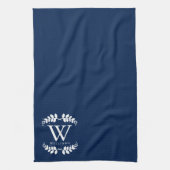 Linge De Cuisine Élégant Monogramme bleu marine (Vertical)