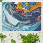 Linge De Cuisine Élégant Monogramme bleu or (Plié)