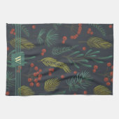 Linge De Cuisine Élégant Monogramme Botanique d'hiver (Horizontal)