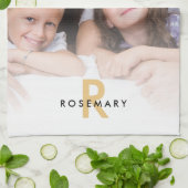 Linge De Cuisine Élégant Monogramme de superposition photo Nom init (Plié)