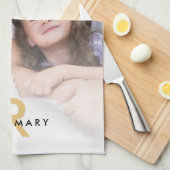 Linge De Cuisine Élégant Monogramme de superposition photo Nom init (Quart Plié)