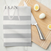 Linge De Cuisine Élégant Monogramme Faux Gris Argent Gris Gris (Quart Plié)