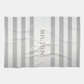 Linge De Cuisine Élégant Monogramme Faux Gris Argent Gris Gris (Horizontal)