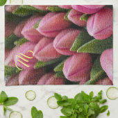 Linge De Cuisine Élégant Monogramme Floral (Plié)