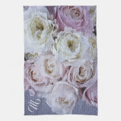 Linge De Cuisine Élégant Monogramme Floral (Vertical)